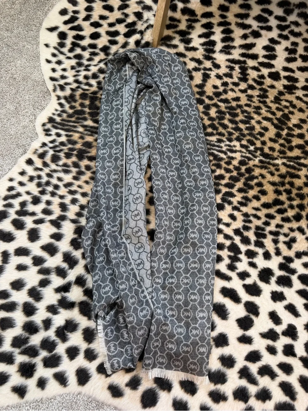 Michael Kors Gray Logo-Print Long Scarf